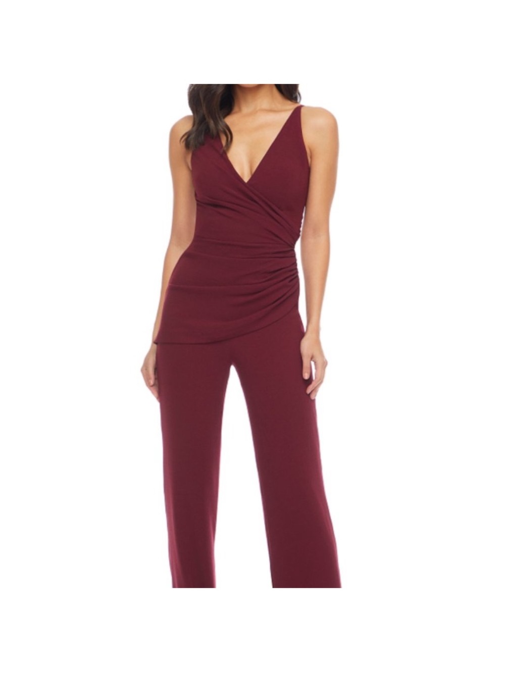 Dress the Population BURGUNDY Sam Ruched Jumpsuit